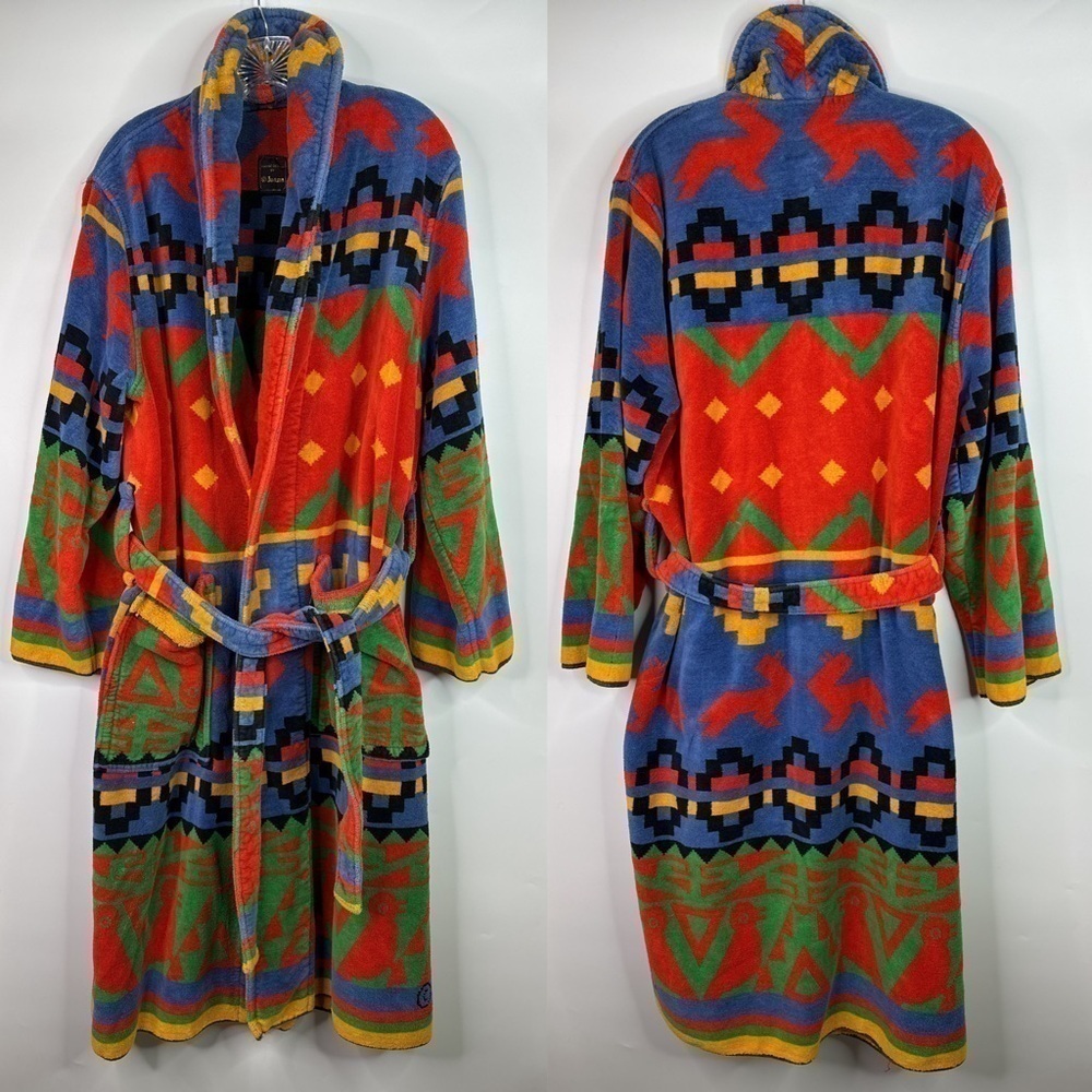 Vintage Juana Southwestern Terry Cloth Robe 90s OS